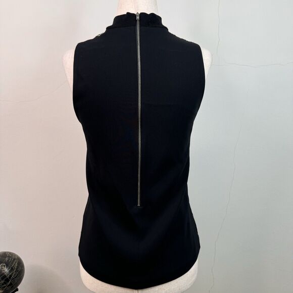 ALC Womens Sleeveless Top Black Camo Lace Mesh Size 0 Edgy Goth Witchy Designer - Picture 7 of 13